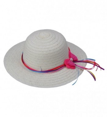 YueLian Girls Wide Brim Sun Hats Summer Holiday Beach - White - CW11MNFKN3L