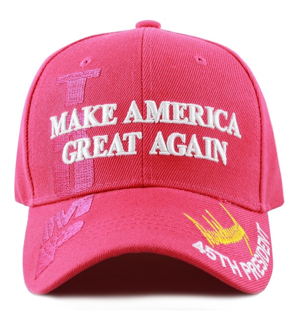 The Hat Depot Exclusive 45th President Trump "Make America Great Again" 3D Cap - Hot Pink - CZ17YQ7CA44