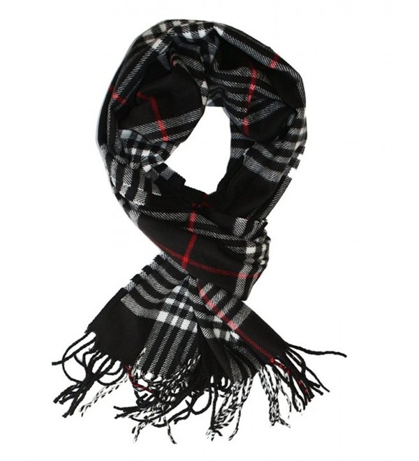 MINAKOLIFE Classic Cashmere Feel Winter Scarf in Rich Plaids - Black - CF11S06ZKK3