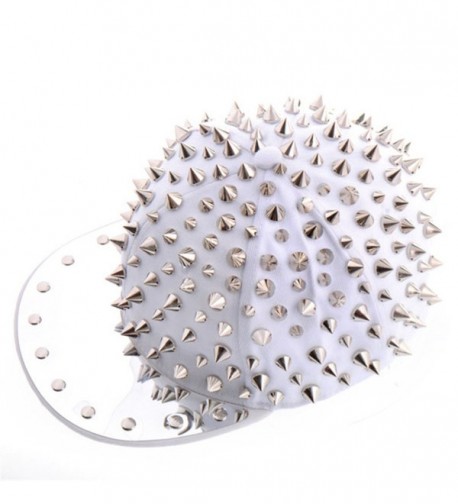 OFTEN Hedgehog Punk Studded Baseball Hip-hop Hat Spike Rivet Spiky Stud Cap - White/Silver - CT11HNELC05