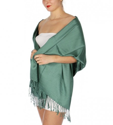 SERENITA Large Soft Silky High Density Pashmina Shawl Wrap Scarf - Forest Green - CP12ODWAQA3