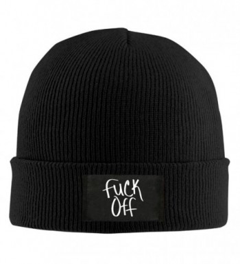 Cool Beanie Fuck Off Logo Knitted Beanies - Black - CN12M5CJEKJ