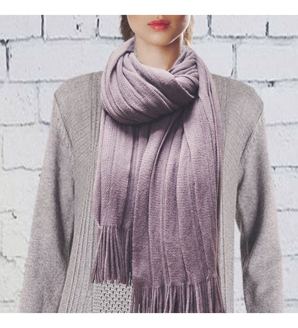 Women's 'Scarf' Soft Warm Winter Knit Scarf Tassels Soft Shawl Smokey ...