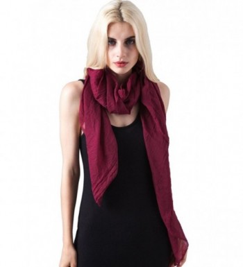 MissShorthair Womens Long Scarf in Solid Color Large Sheer Shawl Wraps for Evening - 10 Burgundy - CE188OZDRH3