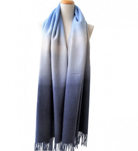 100%Hand Dye Wool Scarf- Pashmina-Shawl- Gradient Color - Blue and Black - CY186AQ74XT