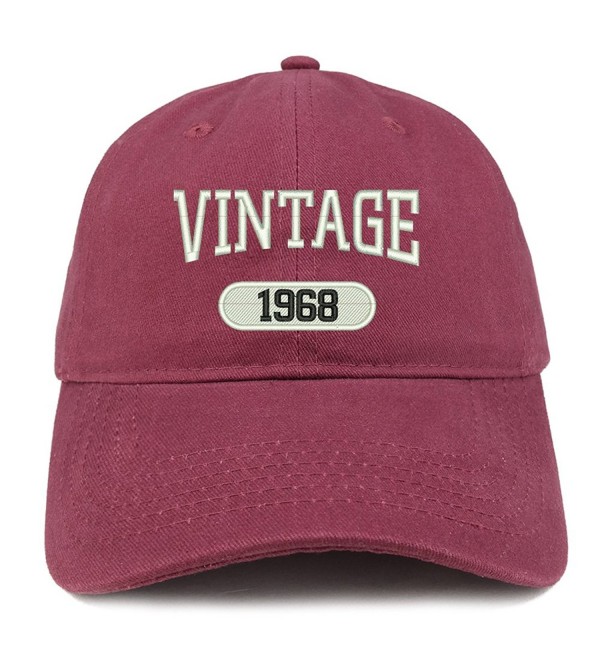 Trendy Apparel Shop Vintage 1968 Embroidered 50th Birthday Relaxed Fitting Cotton Cap - Maroon - CX180ZNOEI5