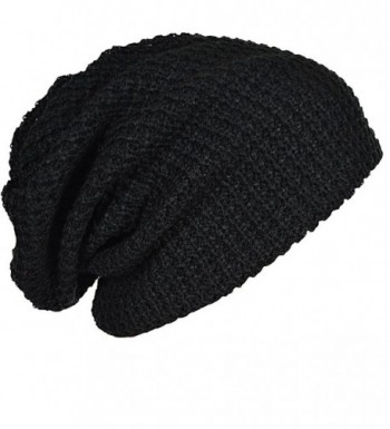 Mens Slouchy Long Beanie Knit Cap for Summer Winter Oversize - Black - C811NX57IUB