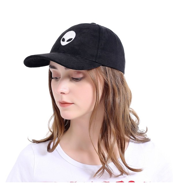 LeucosTicte Aliens Outstar Saucer Space E.T UFO Light pink Faux suede Baseball Cap Hat - Black - CM182LOXX5R