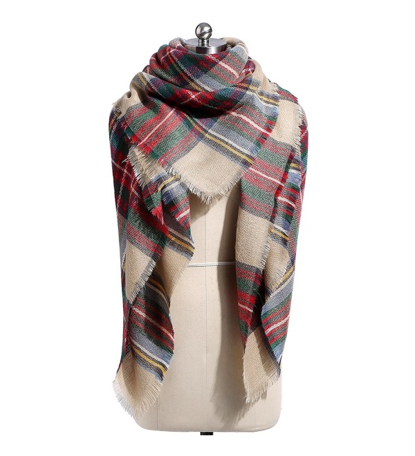 Plaid Blanket Scarf- Winter Warm Scarf Soft Cashmere Feel Wrap Shawl Scarves for Women with Tassels - Color4 - C518037G4SN