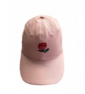 WENDYWU Unisex Rose Embroidered Adjustable Strapback Dad Hat Cotton Baseball Cap (Pink) - CD17YX4GYI9