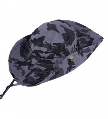 JFS Mens Camouflage Breathable Wide Brim Summer Outdoor Boonie Sun Hat - Gray - CO11X03DUDZ