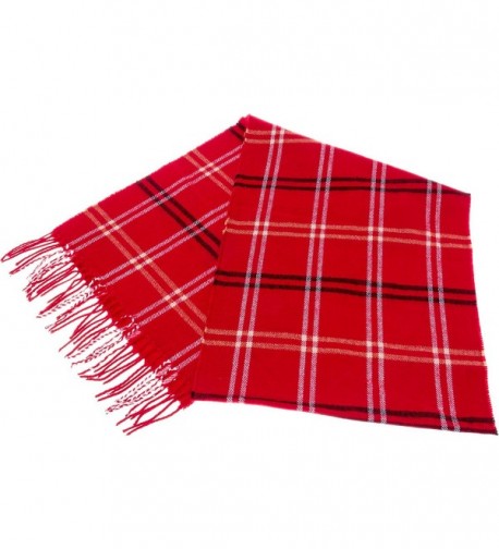 Soft & Warm Plaid Cashmere Scarf w/ Gift Box Red &Black Plaid Stripe ...