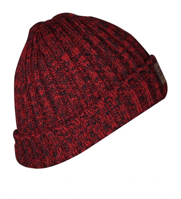 JIERKU Plain Beanie Knit Cap Warm Solid Color Winter Cuff Ski Hat for Men and Women - Deep Red - C212O01ZFJ5