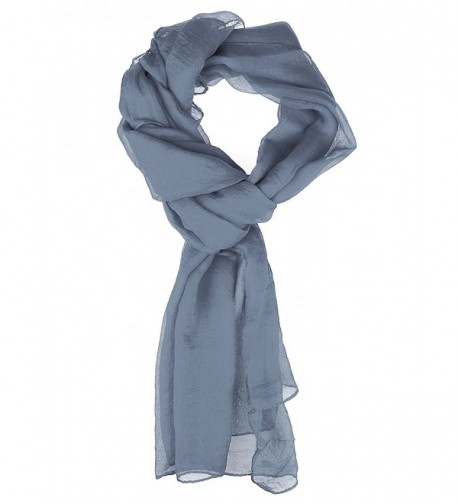 Scarf for Women - Soft Chiffon Oblong Lightweight Silk Scarves Shawl Solid Color - Gray - CN186L5D8YW
