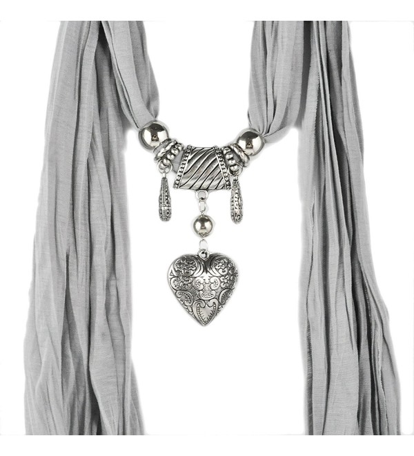 HUAN XUN Jewelry Heart Pendant Necklace Scarf Various Colors - Nl-1790 J - CA11OOIWX15