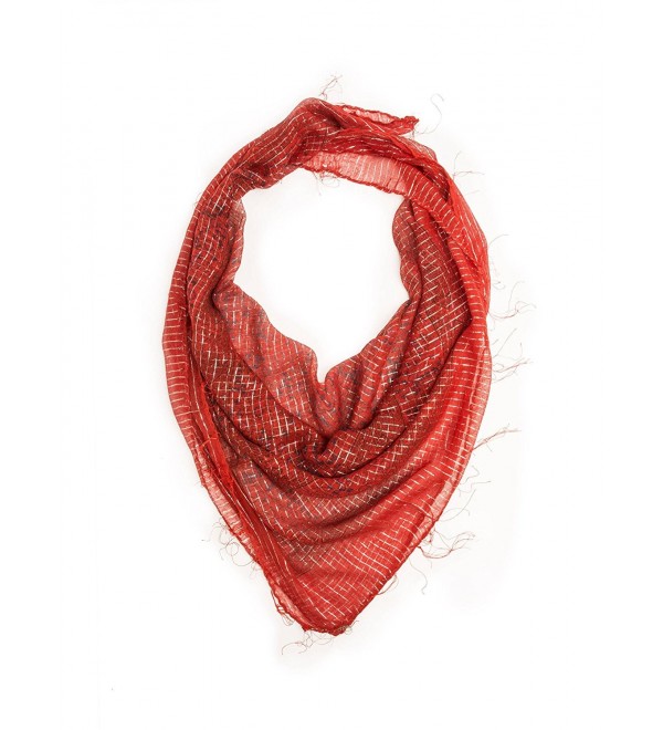 Bohomonde The Boho Bandanna- Cotton Gauze Square Scarf - Red - CN11T7ASMYL