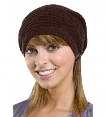Men / Women's Retro Oversized Slouchy Winter Knit Beanie Hat - Solid Brown - CR186WQL04N