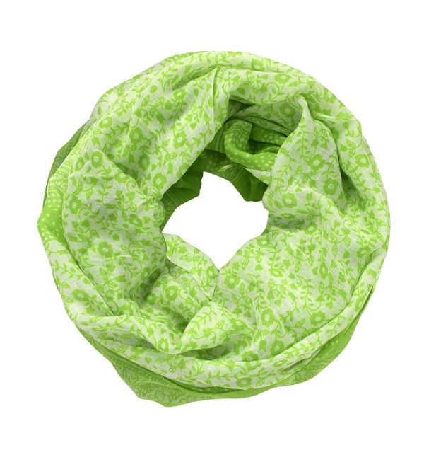 Peach Couture Summer Fashion Cute Dainty Floral Print Infinity Loop Scarf - Lime Green - CP17Z379G4N