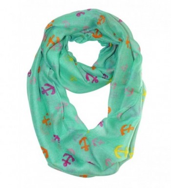 Peach Couture All season Infinity Loop Scarves Rainbow Anchor Print - Aqua - CZ11OJ5VQ4X