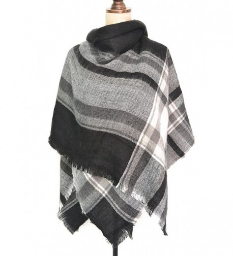 Zando Scarfs Blanket Scarves Stylish - A White Black Blanket Plaid Scarf - CT186GQQSWL