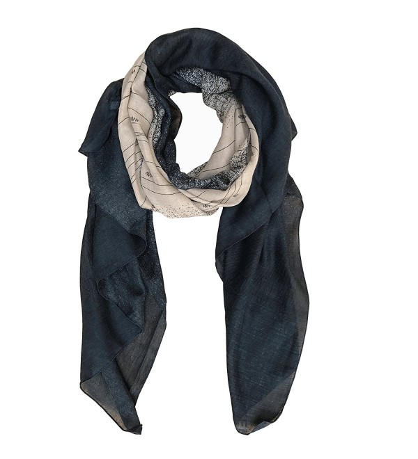 Aumy Lightweight Scarf Gradient Color Shawl Wrap for Women - Navy Blue - CK186GO2YEA