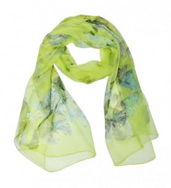 Wrapables Lightweight 100% Silk Butterfly Print Long Scarf - Lime Green - CO11K5S66S9