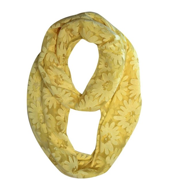 Sheer Spring Daisy Lace Circle Infinity Scarf - Yellow - C511JW7SDHV