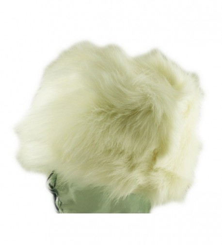 Ladies Womens Luxury Faux Fur Russian Cossack Hat Ski Winter Warm Cosy Lined - Off-White - C8129EBUA1Z