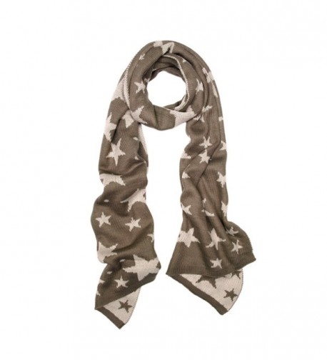 Fine Knit 2-Tone Dual Layer Star Scarf - Different Colors Available - Brown - C611LX3PXLV