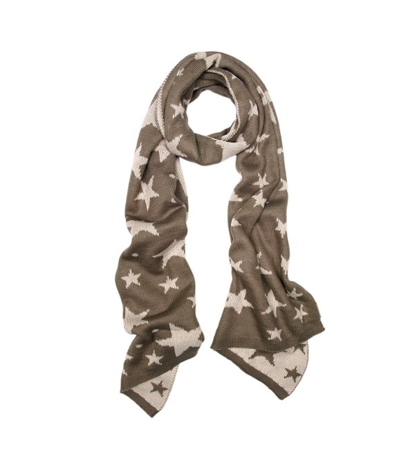 Fine Knit 2-Tone Dual Layer Star Scarf Different Colors Available Brown ...