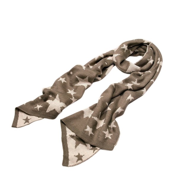 Fine Knit 2-Tone Dual Layer Star Scarf Different Colors Available Brown ...