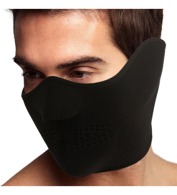 Men's Thermal Neoprene Fleece Warm Breathable Half Face Mask Ski Snowboard Black - C311PLSYUSB