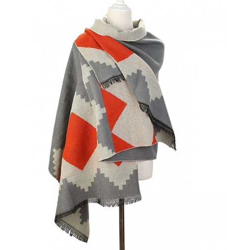 UTOVME Womens Fashion Cashmere Wool Feel Plaid Scarf Long Shawl Wrap Pashmina - Print in Gray - C312K85PH97