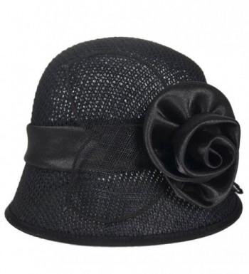 Women's Derby Church Dress Cloche Hat British Sinamay Bucket Hat C227 - Black - CK1822XZR43