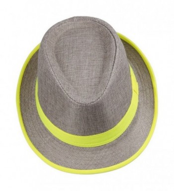 Smile YKK Men's Messer 20's Neon Strip Bootlegger Gangster Fedora Hat - Yellow - CM11WVAVXS1