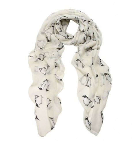 Wensltd Clearance Women Lady Penguin Print Shawl Voile Scarf - White - C512C8EKTDZ