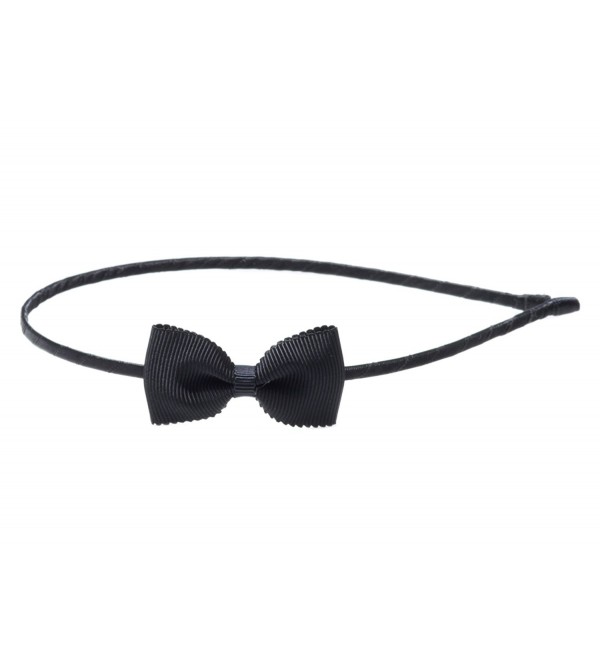 Anna Belen Girls "Lana" Small Grosgrain Bow Headband O/S Black - Black - CY11VLDM8UH