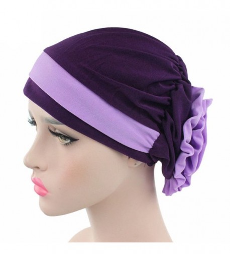 potato001 Islamic Muslim Stretch Turban Hat Cancer Chemo Cap Hair Loss Headwrap Head Scarf - Purple - CF1879HXQNO