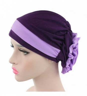 potato001 Islamic Muslim Stretch Turban Hat Cancer Chemo Cap Hair Loss Headwrap Head Scarf - Purple - CF1879HXQNO