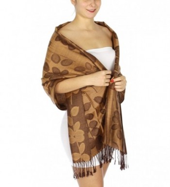 SERENITA Stem Leaf Jacquard Pashmina Scarf - Camel - CD12NS177FN