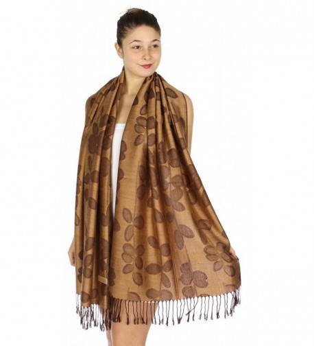 SERENITA Jacquard Pashmina Scarf Camel in Wraps & Pashminas