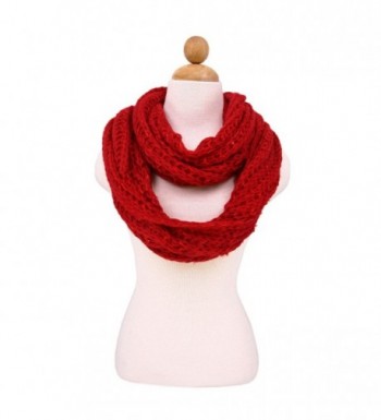 Premium Warm Knit Sequin Infinity Loop Circle Scarf -Diff Colors Avail - Red - C811I4F6K3L