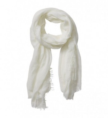 Tickled Pink Classic Soft Solid Stylish Long Lightweight Pashmina-Like Cotton Blend Scarf 38 x 70" - Ivory - C0184WEA857