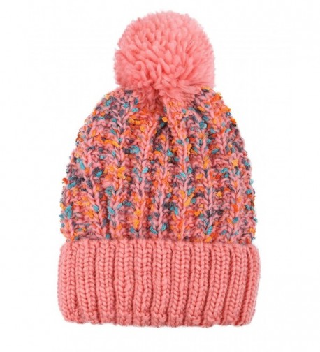 Arctic Paw Adult Chunky Cable Knit Beanie With Yarn Pompom - Pink - CQ1840Y06R5