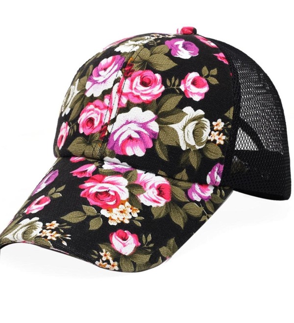 Fashion Floral Snapback Hip-Hop Hat Flat Peaked Baseball Cap Black ...