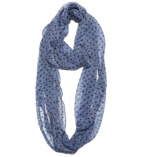 Women Super Lightweight Soft Lace Polka Dot Infinity Scarf - Navy - CR12F08M907