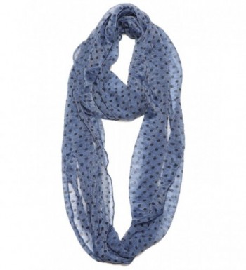 Women Super Lightweight Soft Lace Polka Dot Infinity Scarf - Navy - CR12F08M907