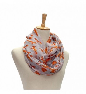 Hatop Fashion Women Ladies Fox Pattern Print Voile Wrap Shawl Scarf - Gray - CX12DDIW7RB