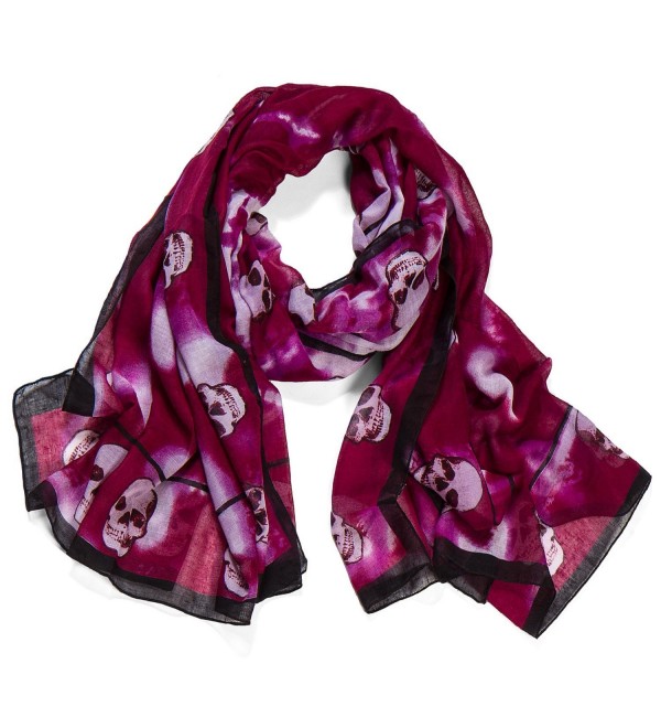 AOLOSHOW Oversized Skull Scarf Printed Shawl Halloween Gift - B Purple Red - C0126OVTA8R