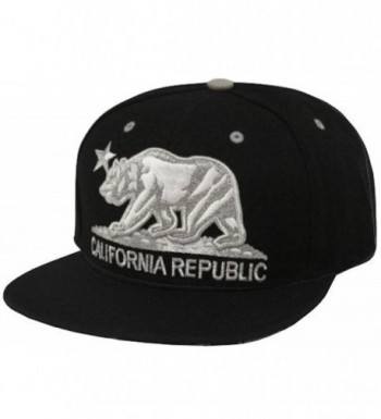 California Republic Flat Bill Visor Snapback Hat Cap - Multiple Colors - White/Black - CH11IBWCPM7